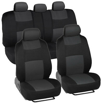 Car Seat Covers For Nissan Versa 2 Tone Charcoal & Black W/ Split Bench