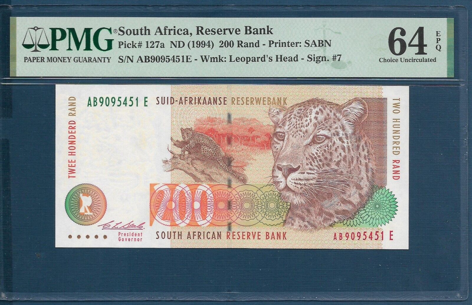 South Africa 200 Rand, 1994, P 127a / Sign 7, Pmg 64 Epq Unc