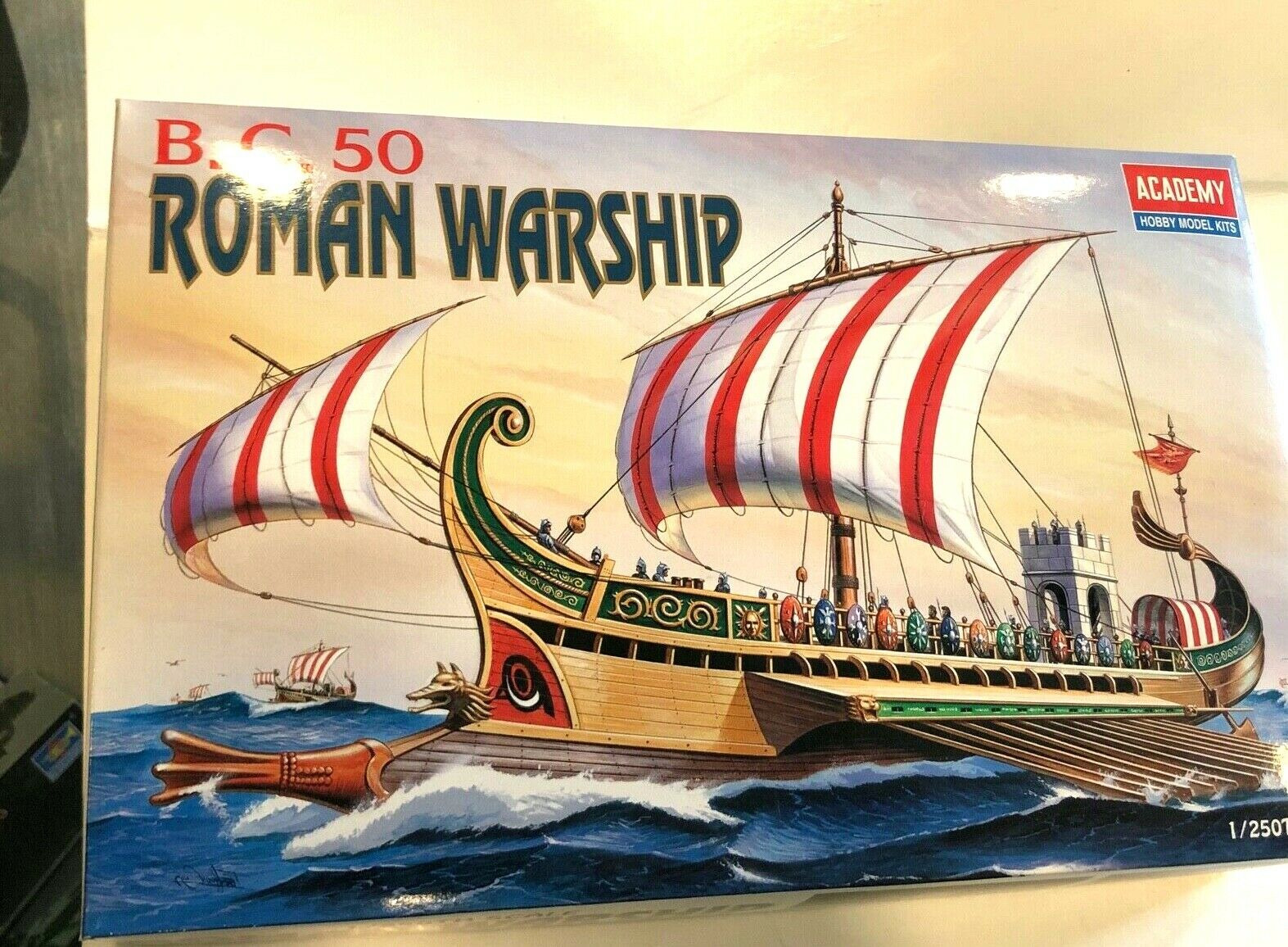 1985 Academy B.c. 50 Roman Warship, 1:250, Kit 1401, New In The Box