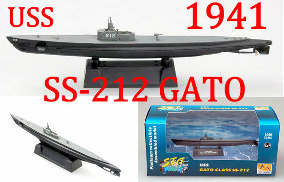 Easy Model 1/700 Uss Ss-212 Gato Class 1941 Plastic Submarine Model #37308