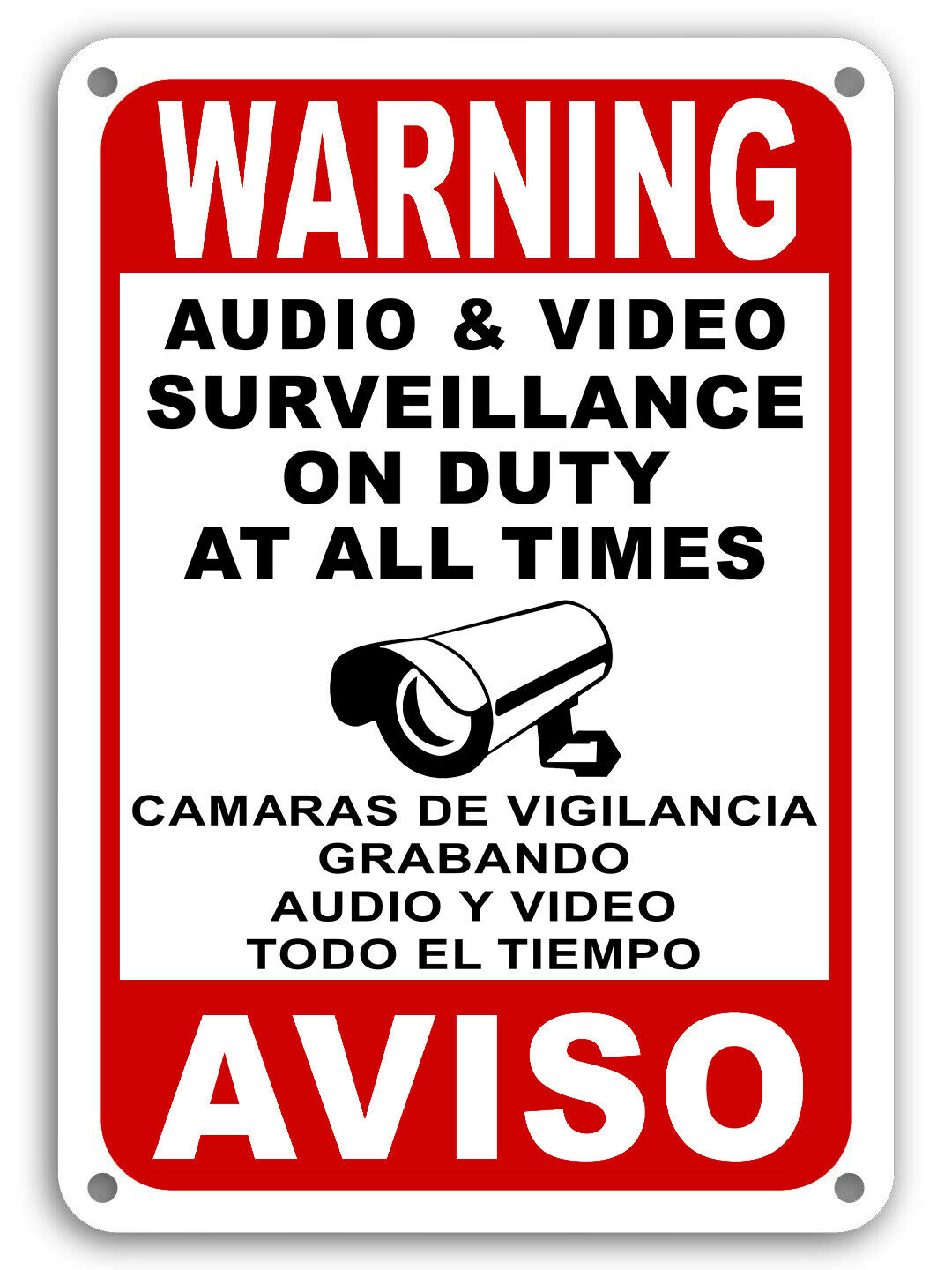 Surveillance Signs Warning Security Cctv Sign Audio Video Camera Spanish English