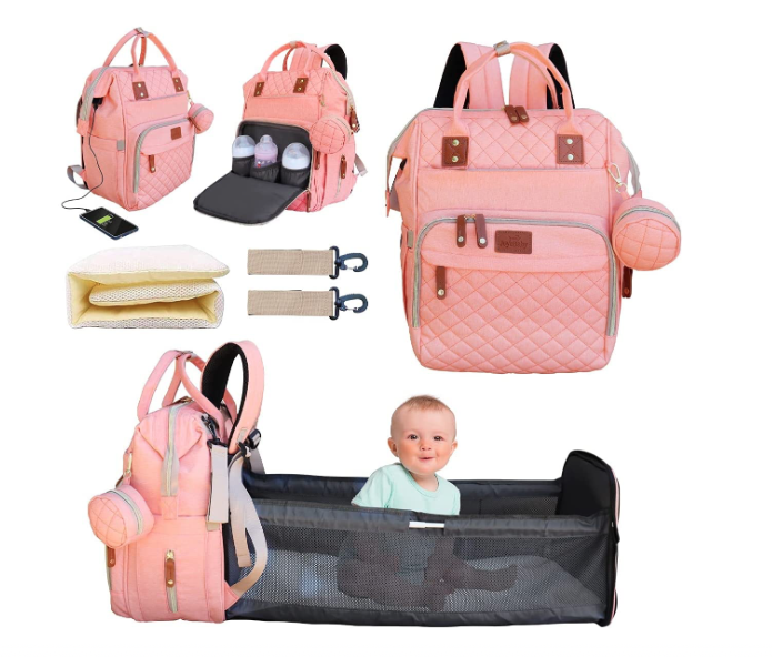 3 In 1 Foldbale Diaper Bag Baby Bed Portable Bassinet Crib Backpack Travel/sleep