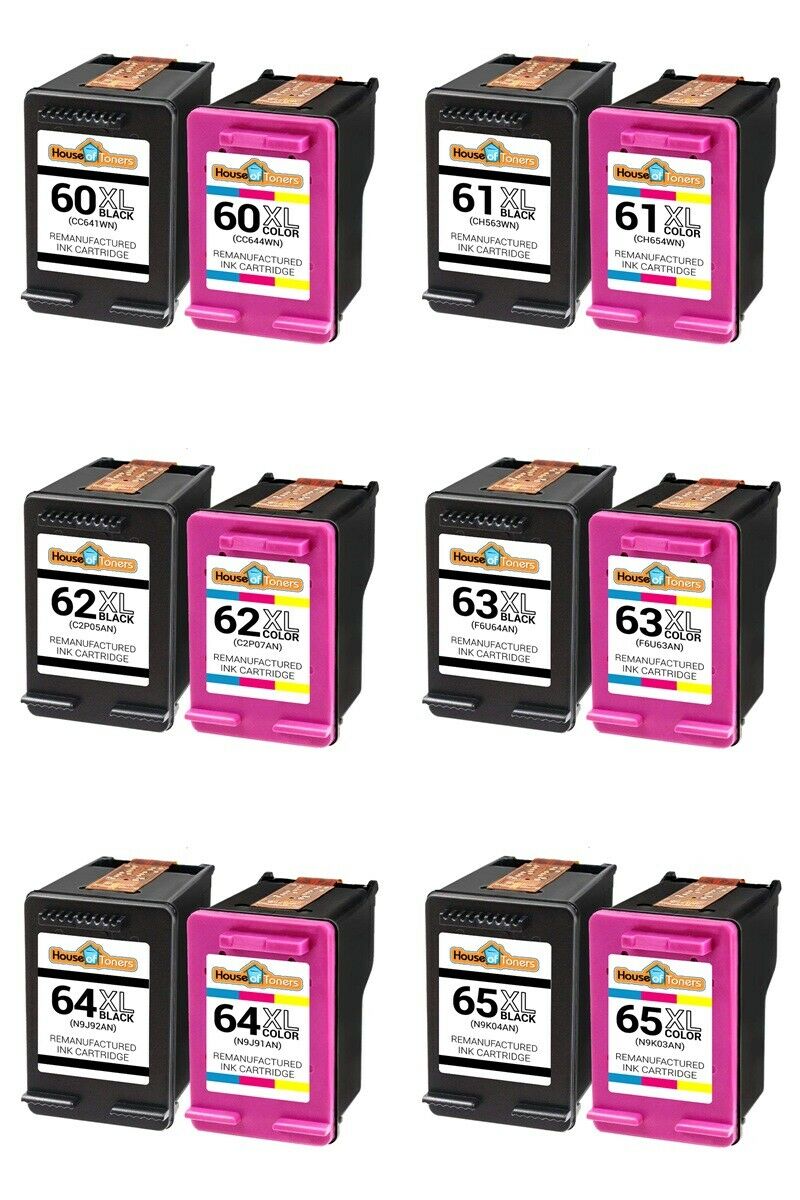 Ink Cartridge Black & Color For Hp 61xl 62xl 63xl 64xl 65xl