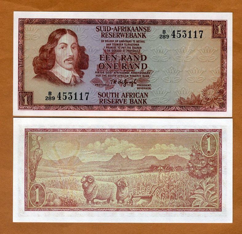 South Africa, 1 Rand, Nd (1973), P-116a, Aunc Sheep