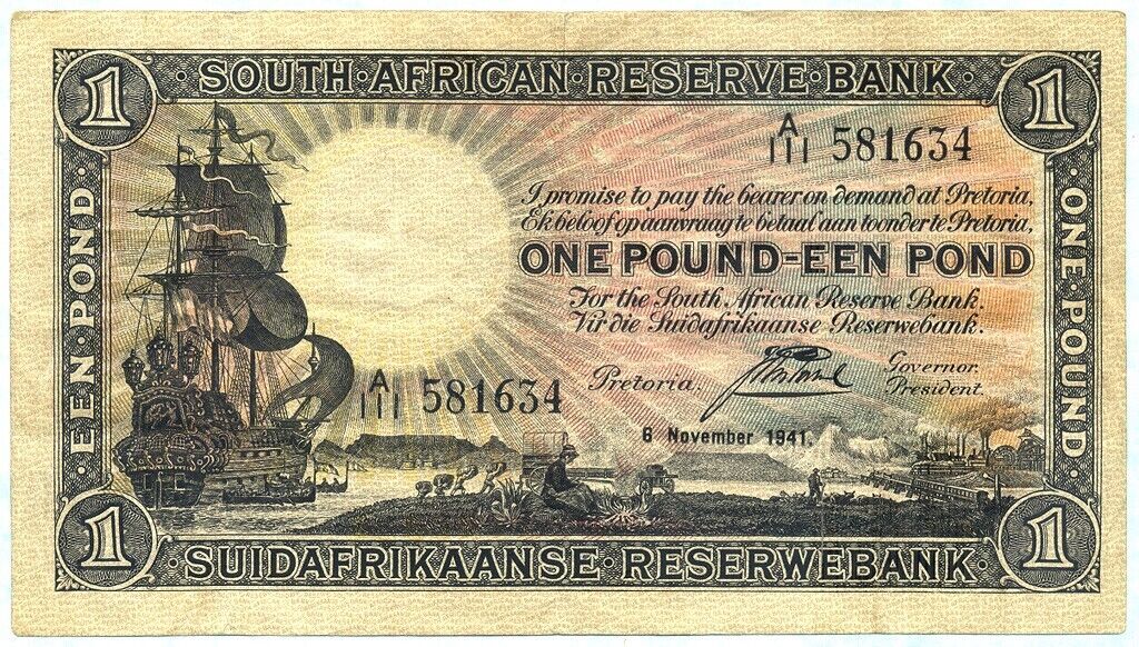 South Africa 1 Pound 1941 P84e Vf+