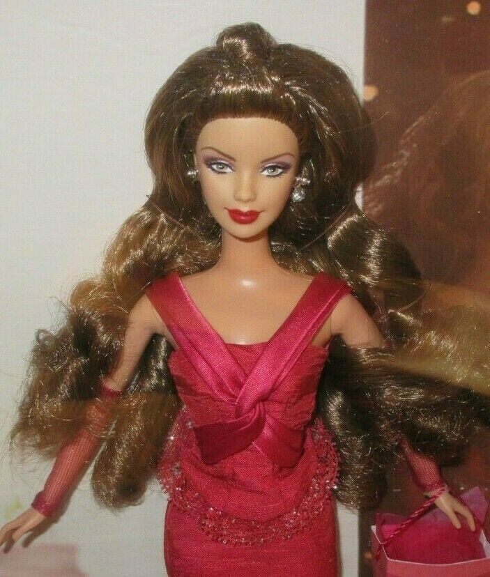 Nrfb Barbie Doll Mattel 2004 Birthday Wishes Red Dress Brunette Sliver Label