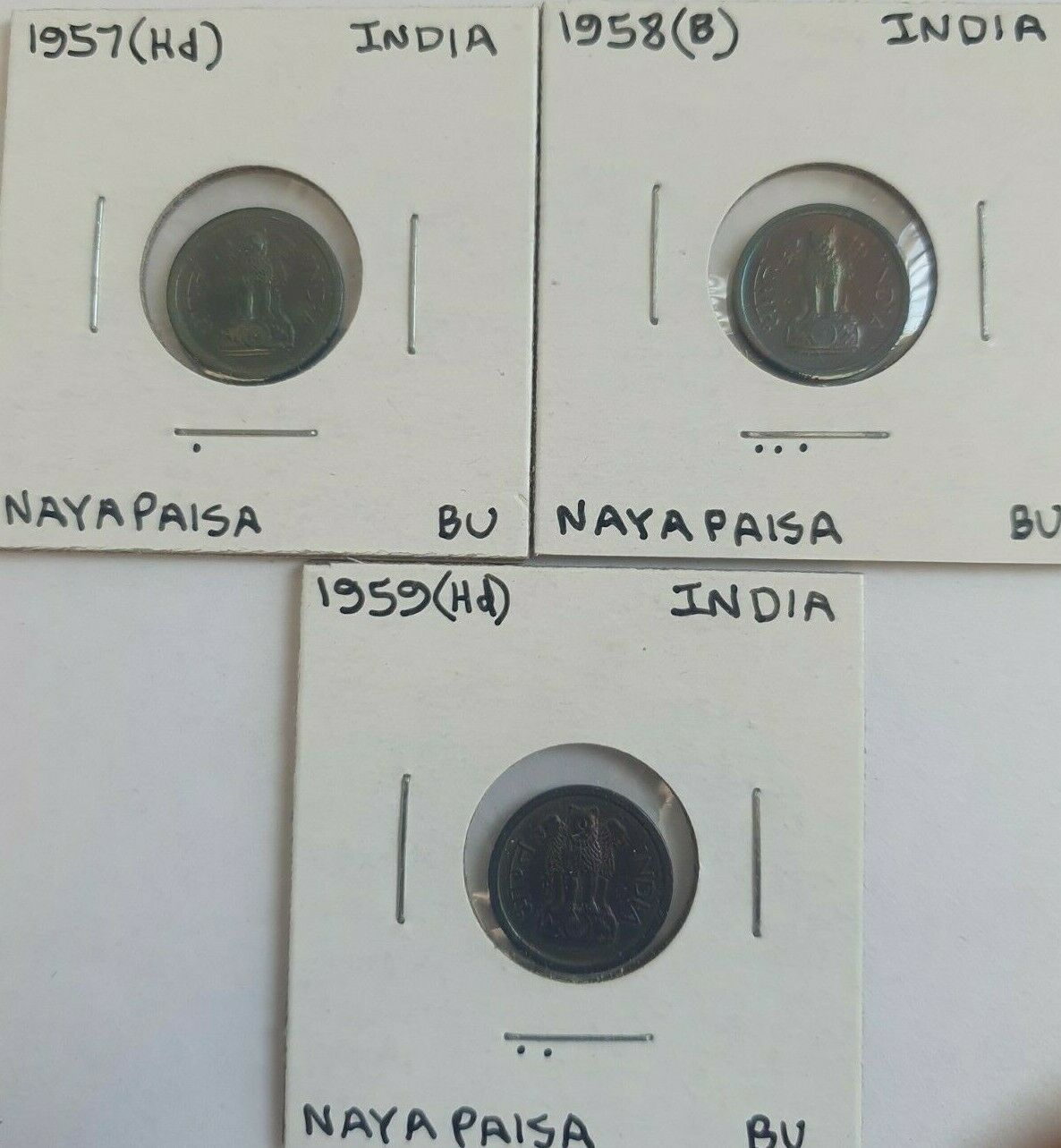 1957, 1958 & 1959 (b) (hd) India Nayapaisa Coin(s) Uncirculated