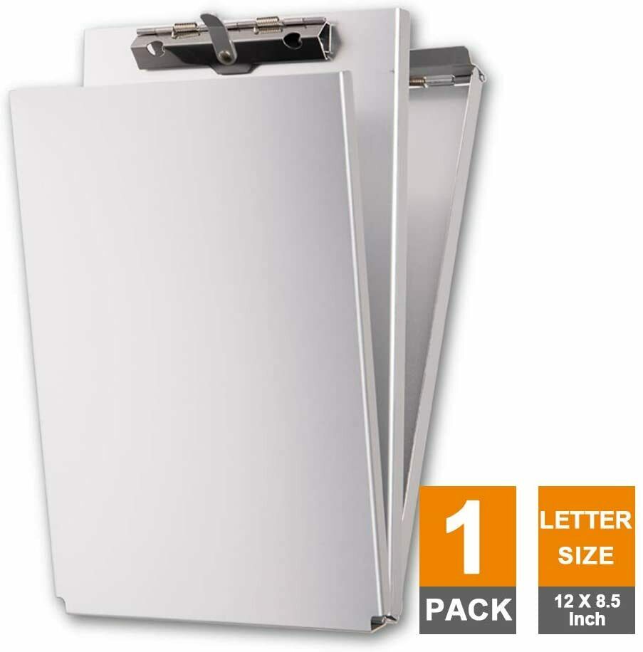 Dual Storage Aluminum Clipboard, Letter Size And Memo Size, Self Locking Latch