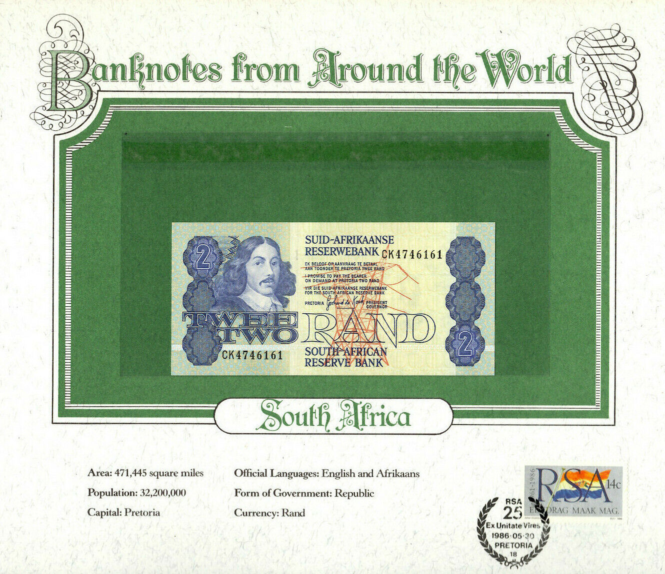 World Banknotes South Africa 1983 2 Rand P 118d Unc Ck4746161