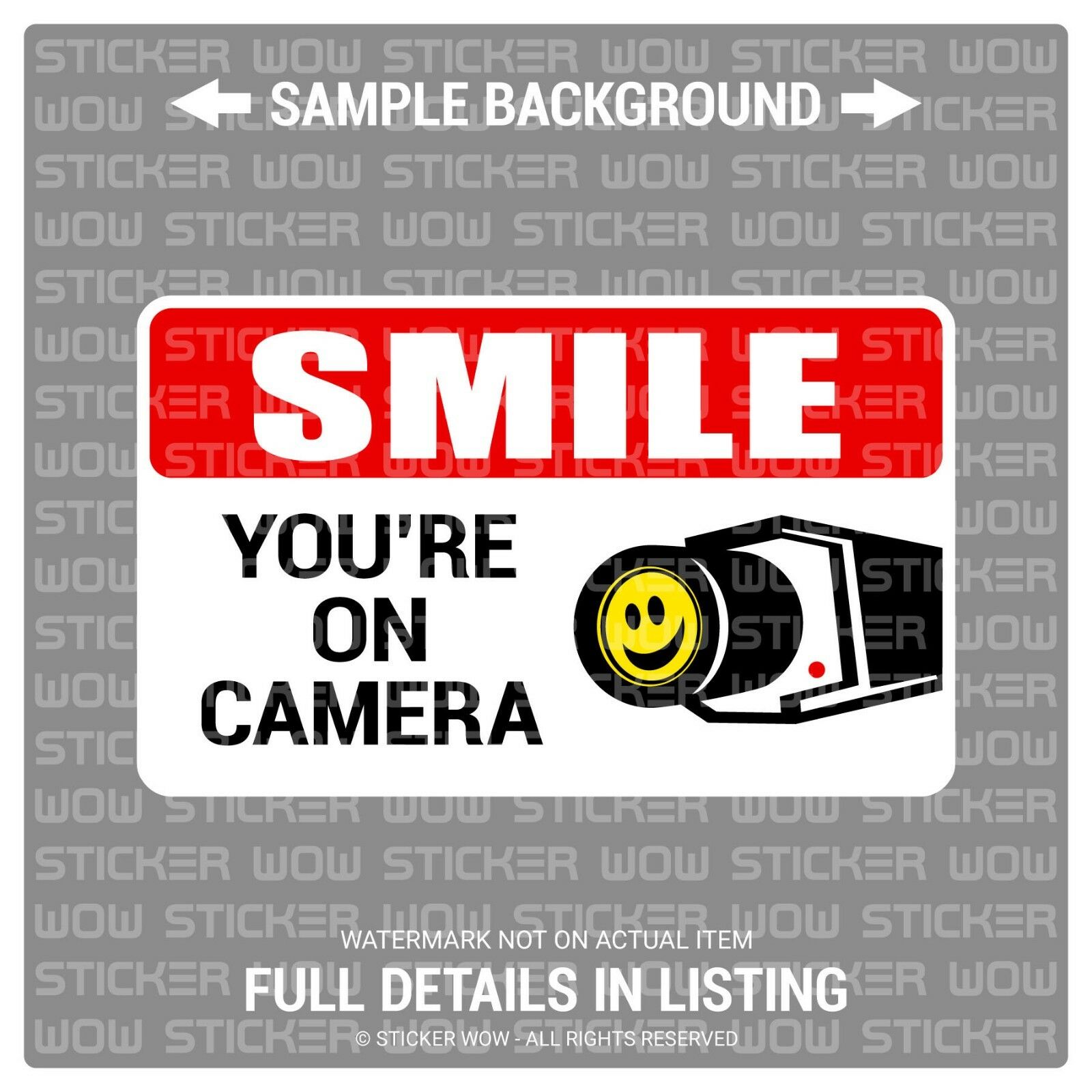 Decal Sticker Vinyl - Security Camera Smile You're On Camera (x2) 5x3 - Warning