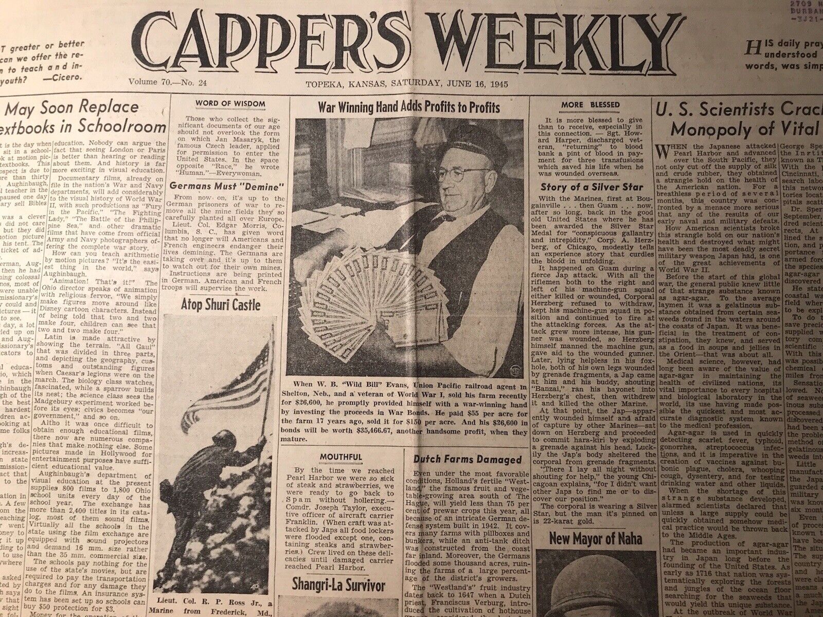 Rare Capper's Weekly Topeka Kansas 1945 World War Ii