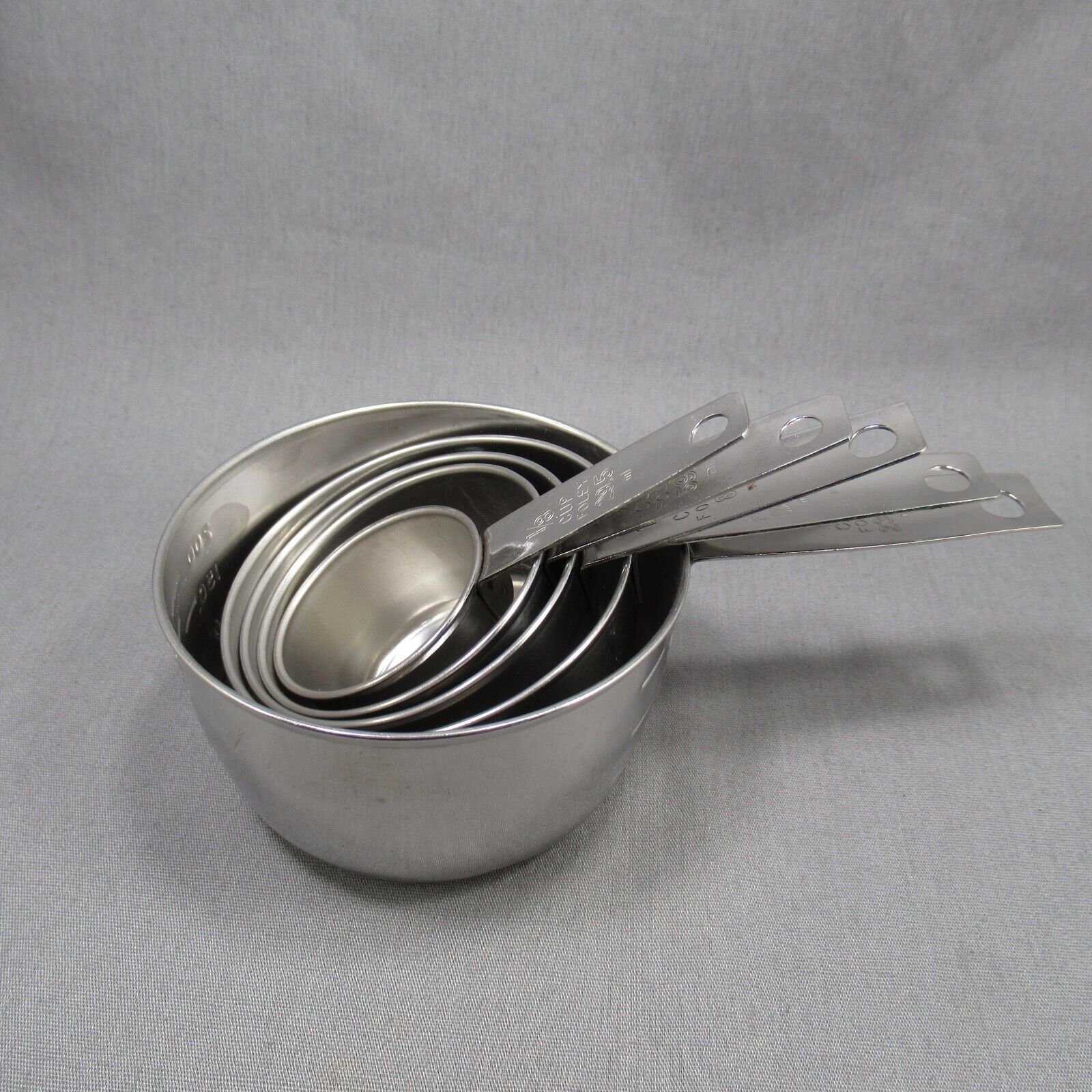 Vintage Foley Stainless Steel Measuring Cups 1/8 C - 1 Cup Set Of 5
