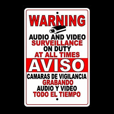 Spanish Surveillance Sign Cctv Warning Security Video Camera English Metal Ss001