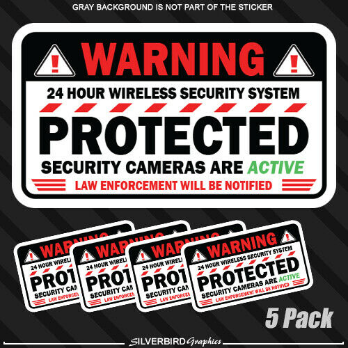 5 Pack Warning Camera Security Sticker Window Alarm Home Business Surveillance