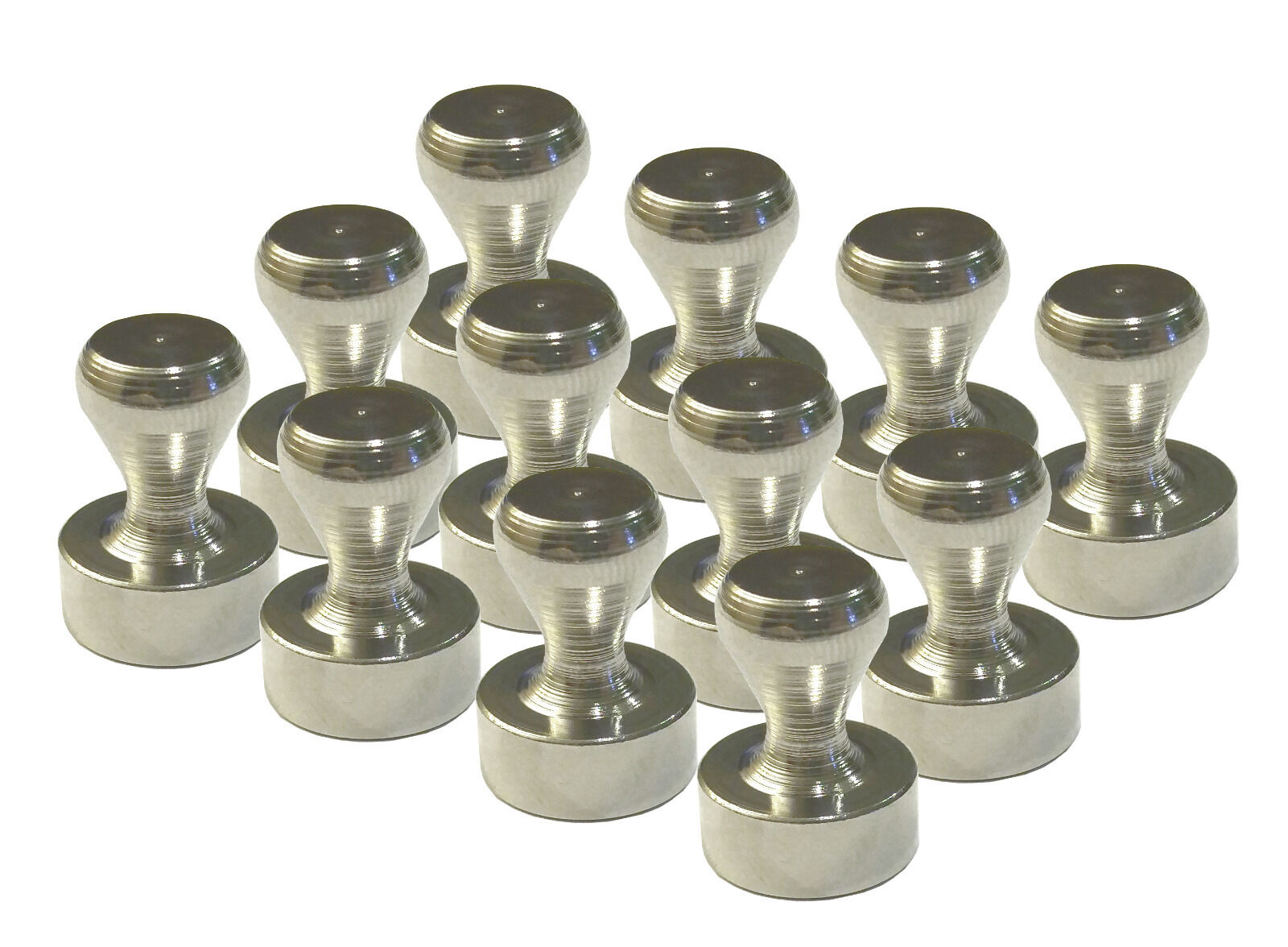 Brushed Nickel Magnetic Push Pins -strong Rare-earth Neodymium Magnets (12 Pack)