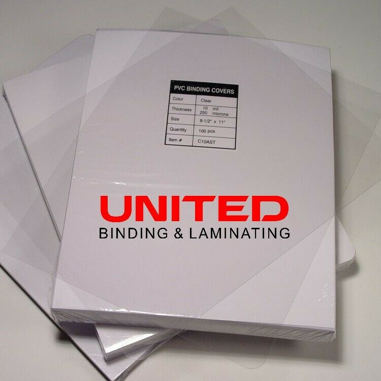 10 Mil Premium Crystal Clear Covers 8.5" X 11" Pvc Binding Report Covers - 100pk
