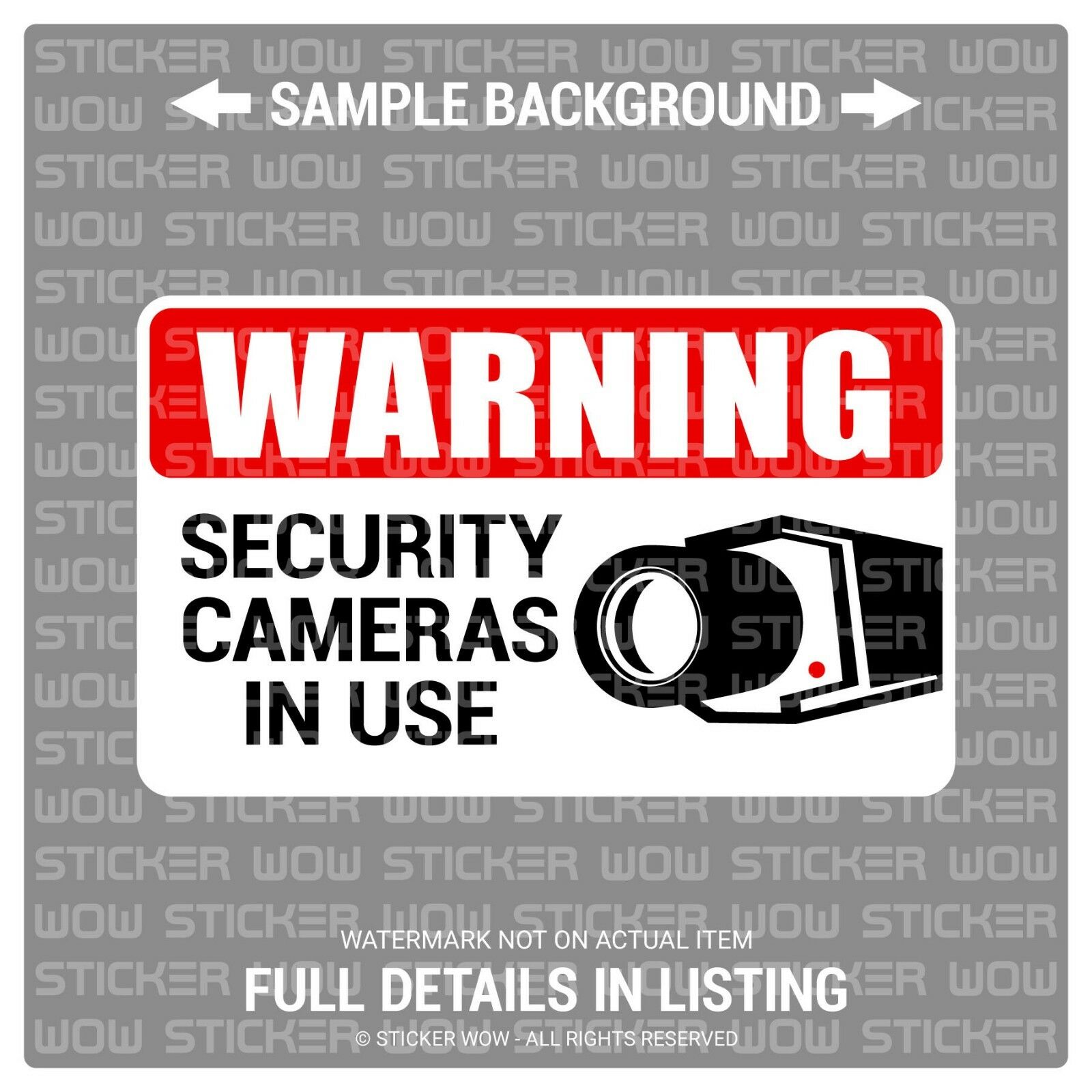 Decal Sticker Vinyl - Security Camera Warning Security Cameras In Use (x1) 5x3