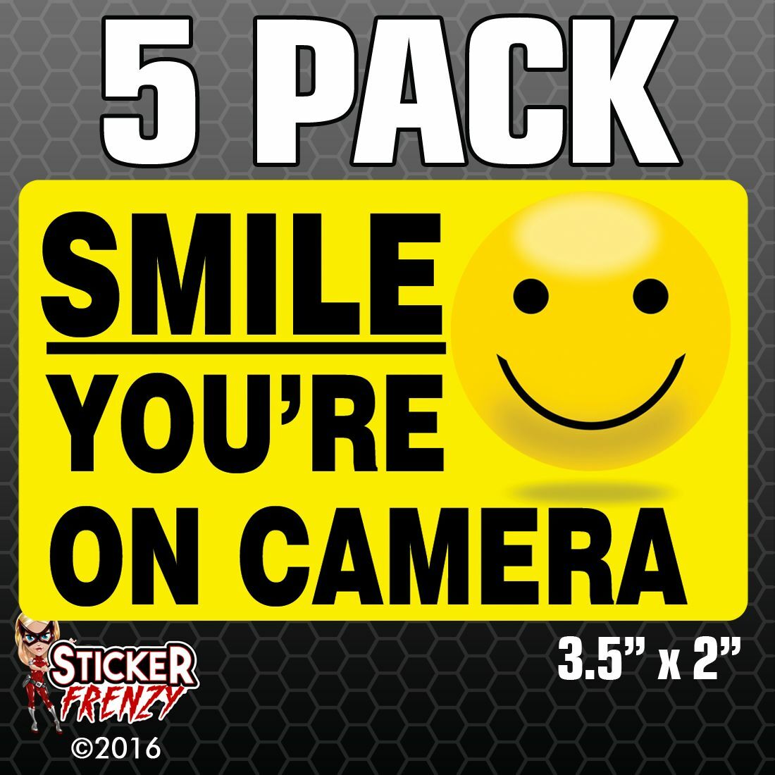 5 Pk Smile You're On Camera Stickers Video Alarm Security System Decal Warning