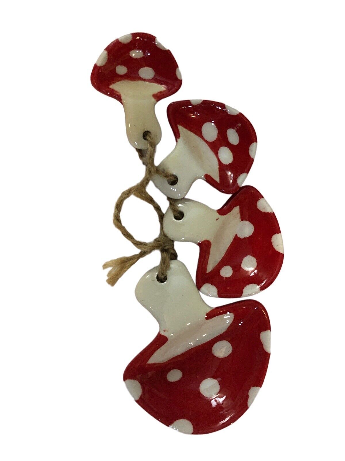 Mushroom Design Ceramic Measuring Spoon Set - Very Cute - No Chips Or Cracks