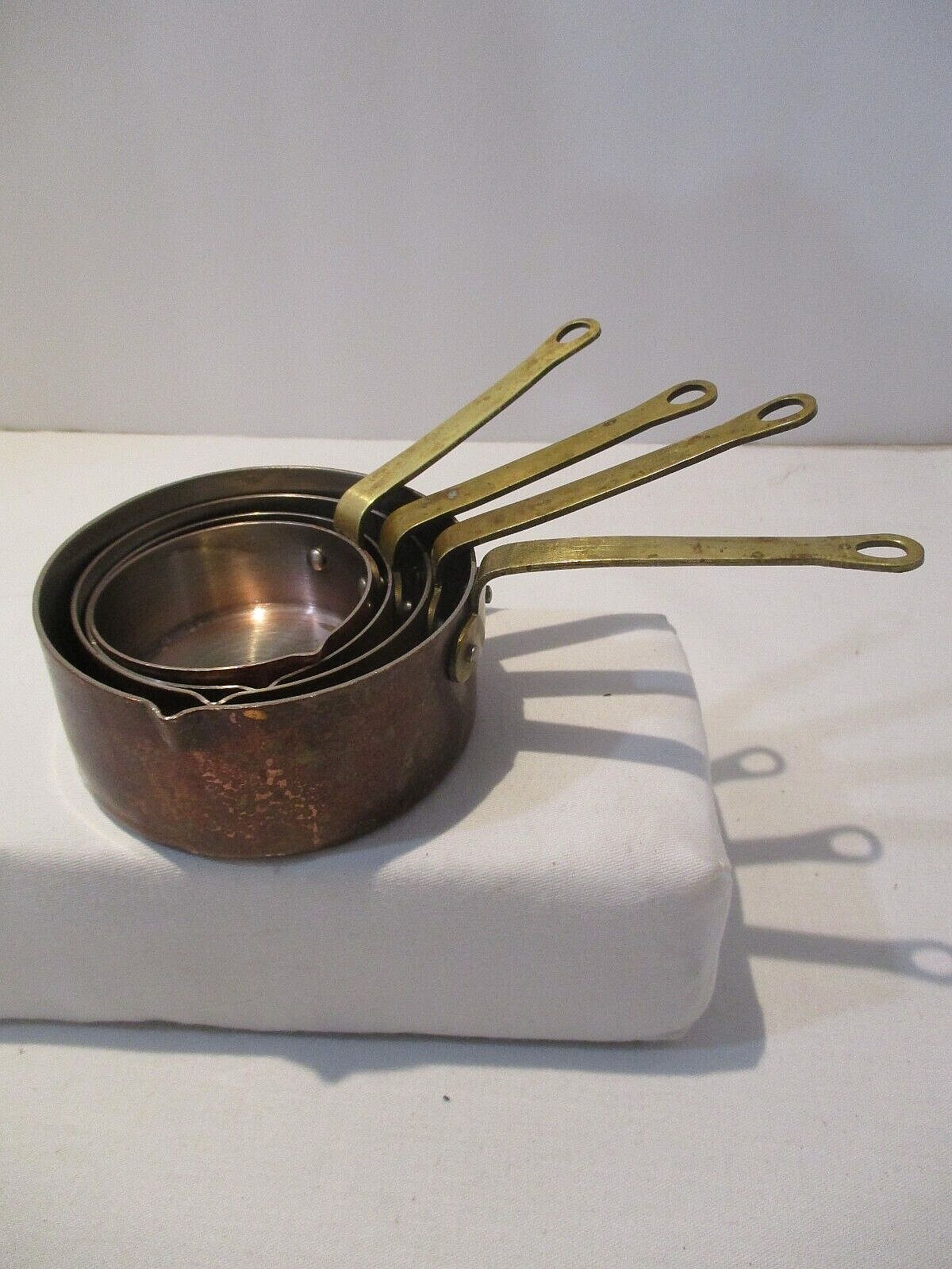 Vintage Copper & Brass Measuring Cups, 1/4. 1/3, 1/2 & 1 Cup.  Made In Korea