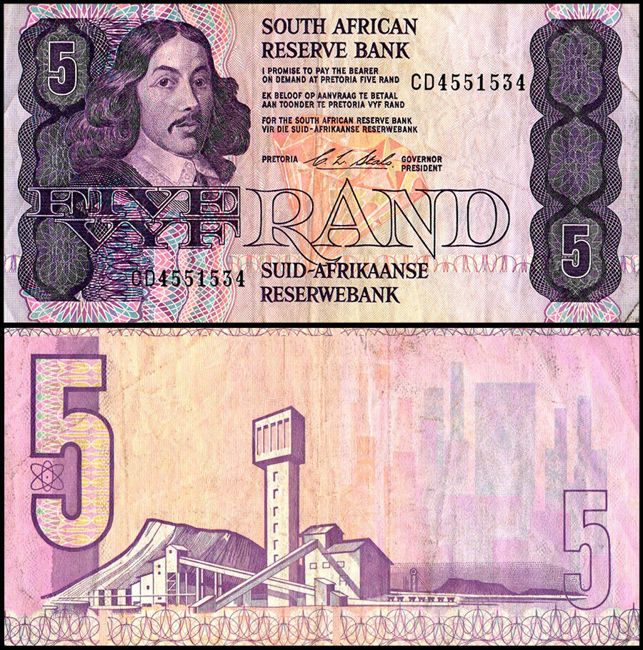 South Africa 5 Rand, 1978-1994 Nd, P-119e, Used