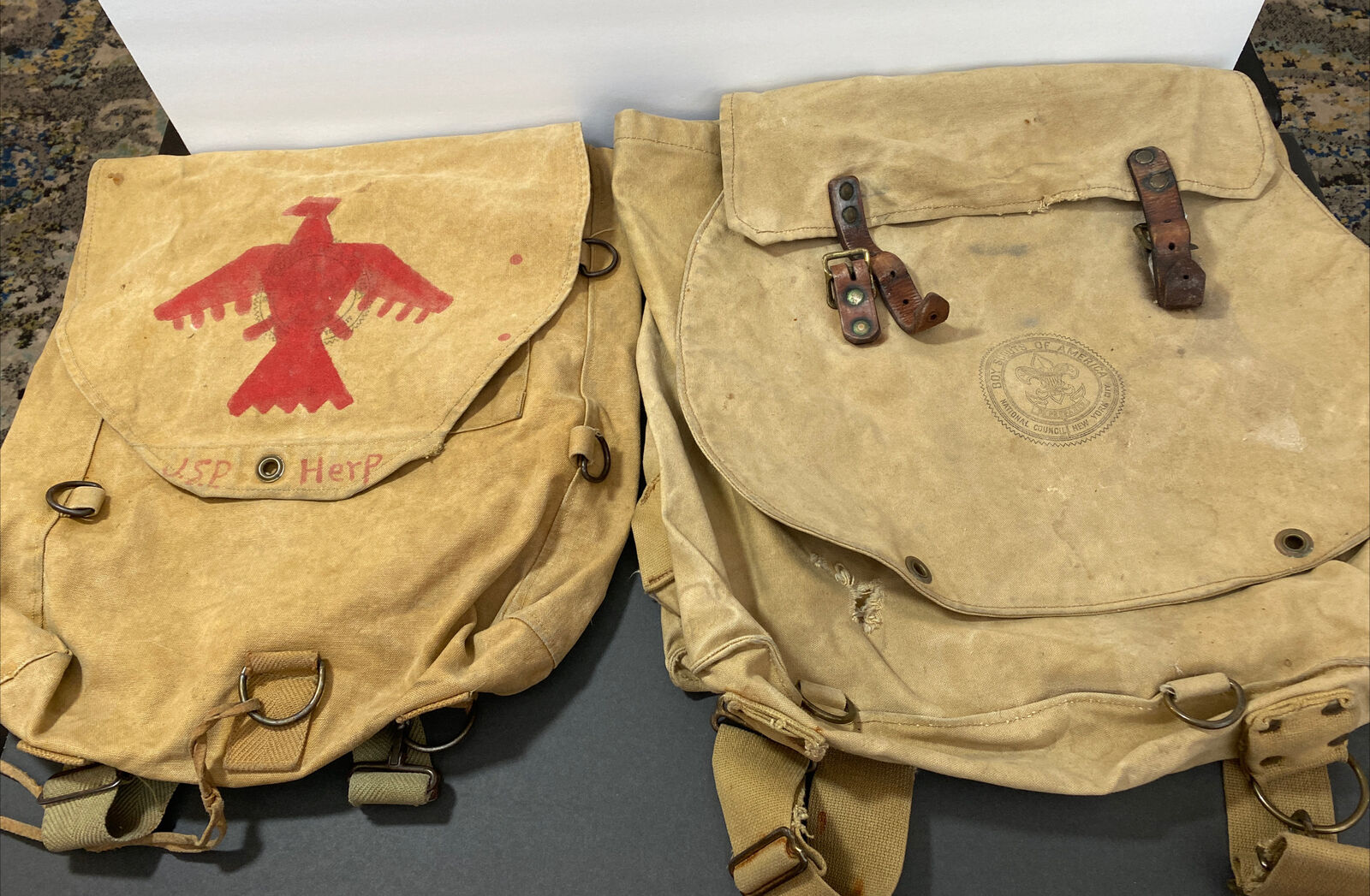 Lot Of 2 Vintage Boy Scout Back Pack Bags