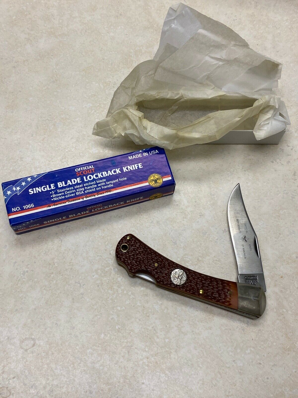 Official Boy Scout #1066 Lockback Knife In Box - Camillus