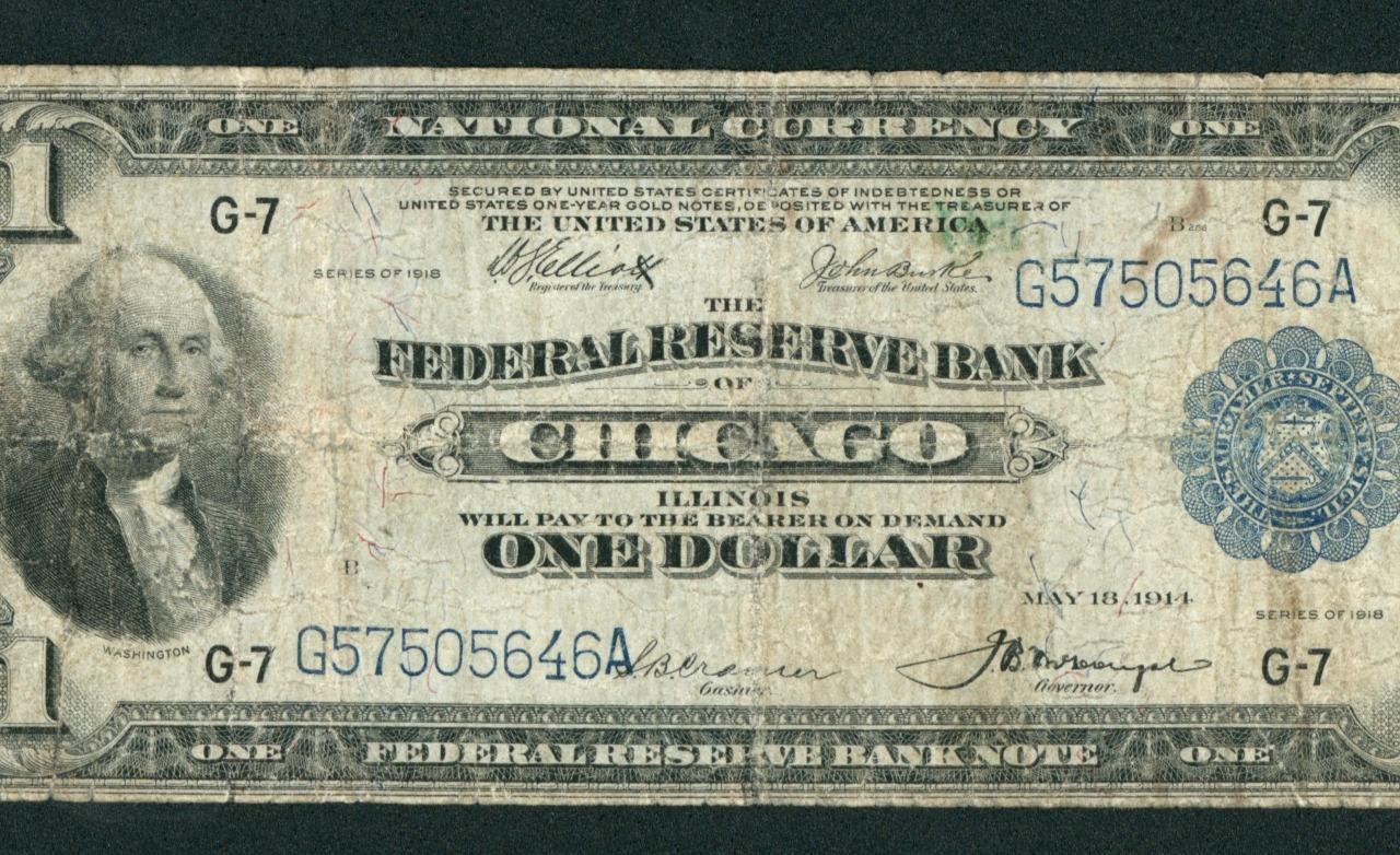 $1 1918  Federal Reserve National Currency Chicago ** Daily Currency Auctions