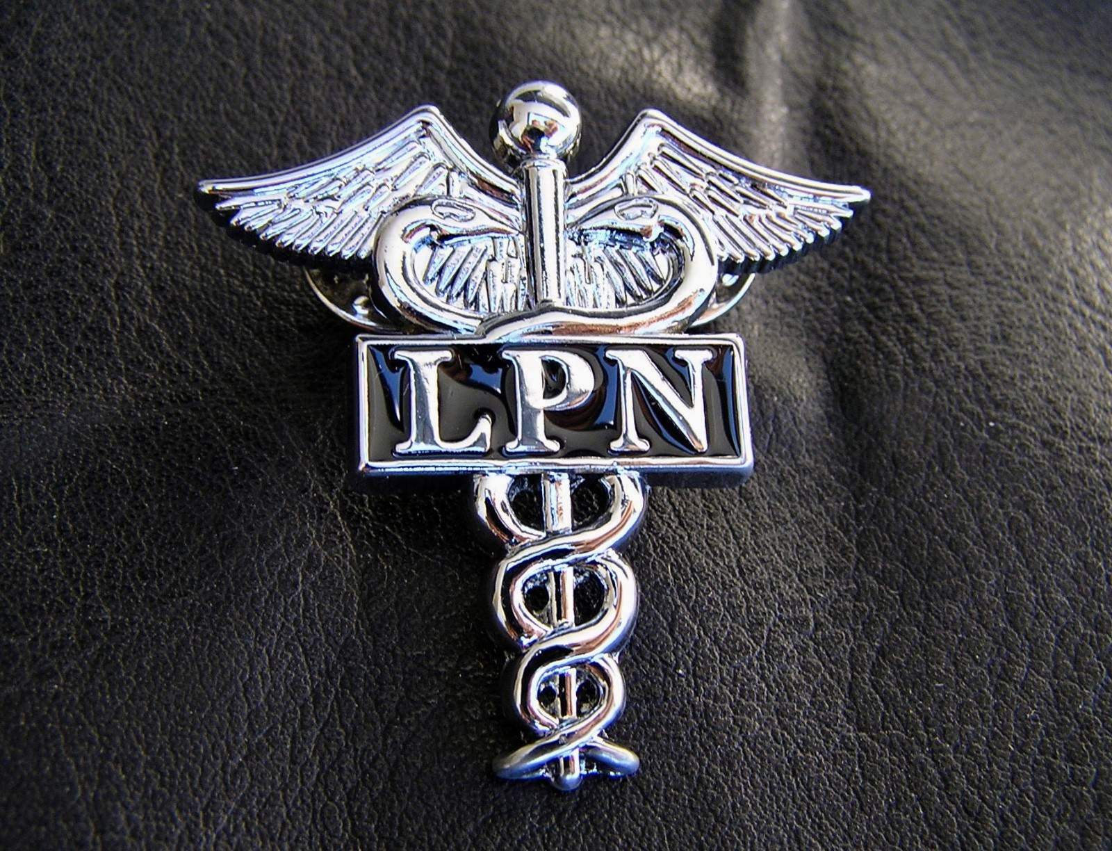 Lpn Licensed Practical Nurse Pin Chrome Lapel Medical Hospital Caduceus Badge Us