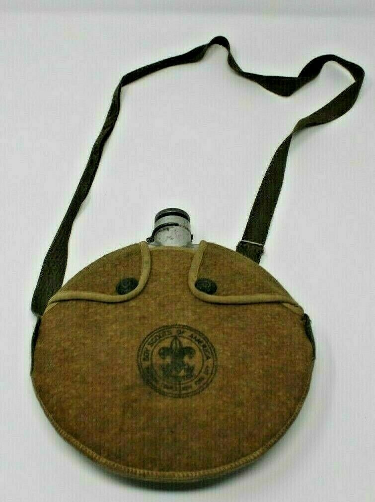 Vintage Us Boy Scout Cloth Covered Canteen
