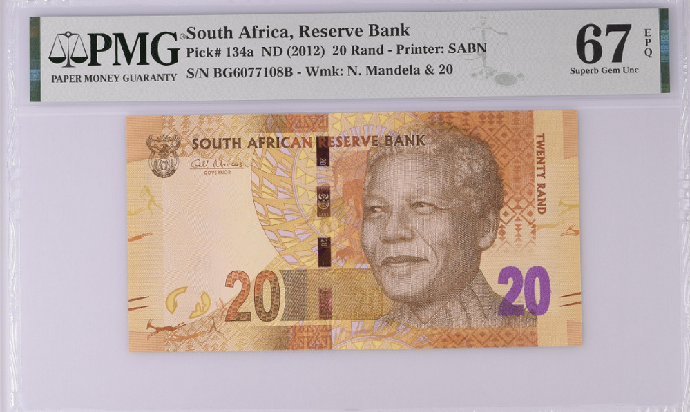 South Africa 20 Rands Nd 2012 P 134 A Superb Gem Unc Pmg 67 Epq