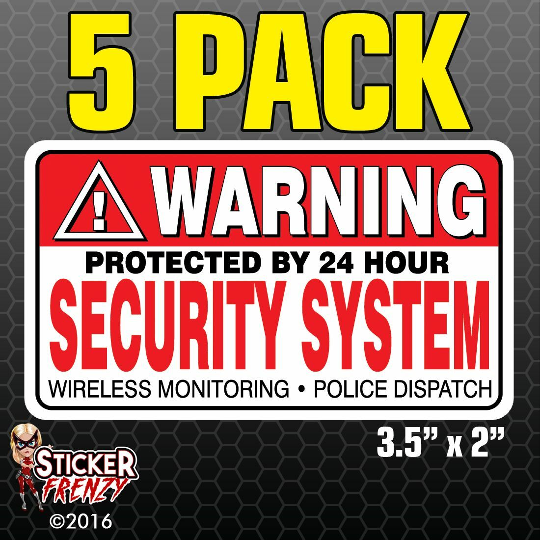 5 Pack Warning Security System Stickers Home Alarm Decal Vinyl Window #fs031